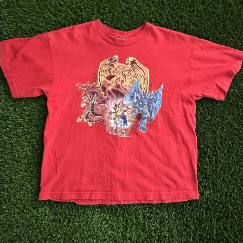 Red Graphic Short Sleeve Tee with Cartoon Design